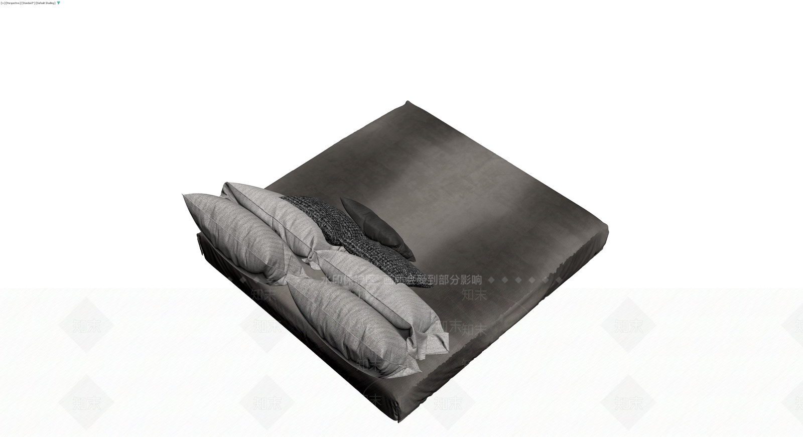 现代灰色布艺床组合3D模型下载【ID:1230562963】
