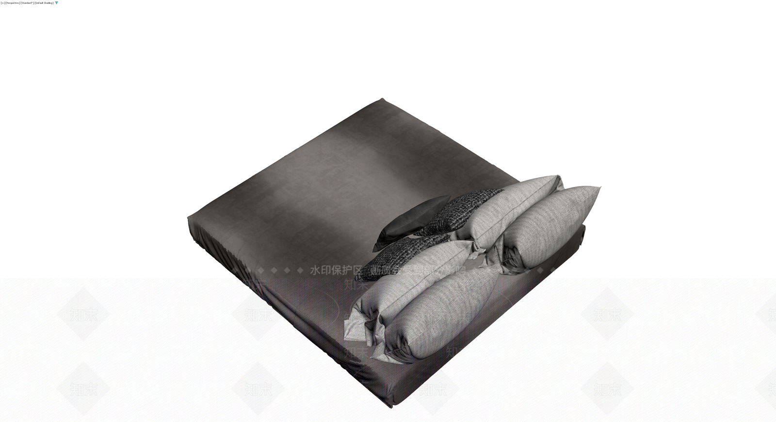 现代灰色布艺床组合3D模型下载【ID:1230562963】