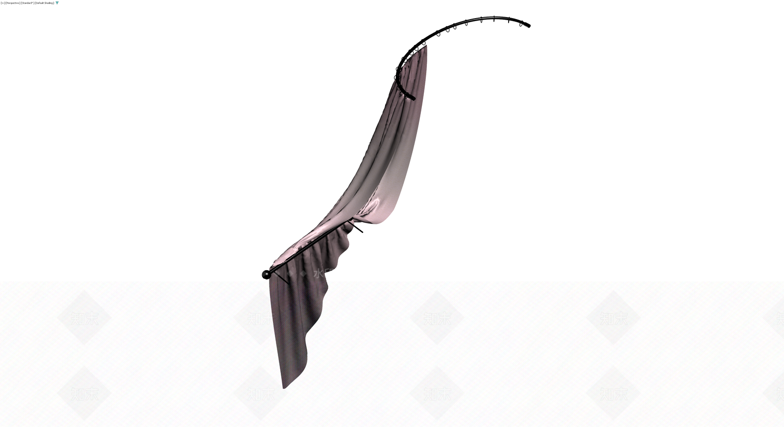 弧形窗帘杆配布艺软饰3D模型下载【ID:1230785044】