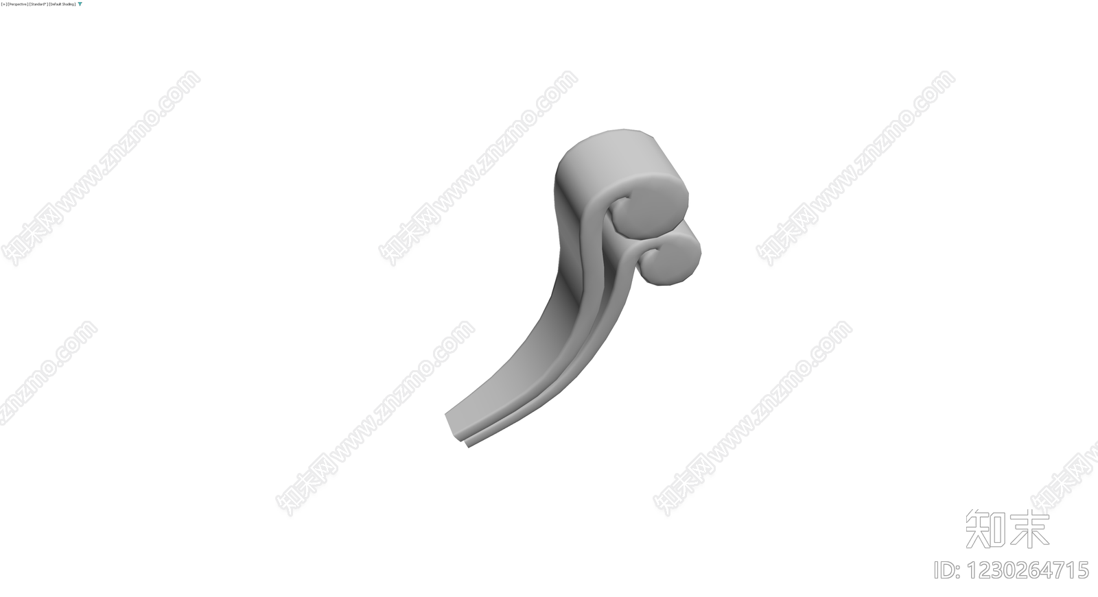 灰色双头螺旋装饰构件3D模型下载【ID:1230264715】