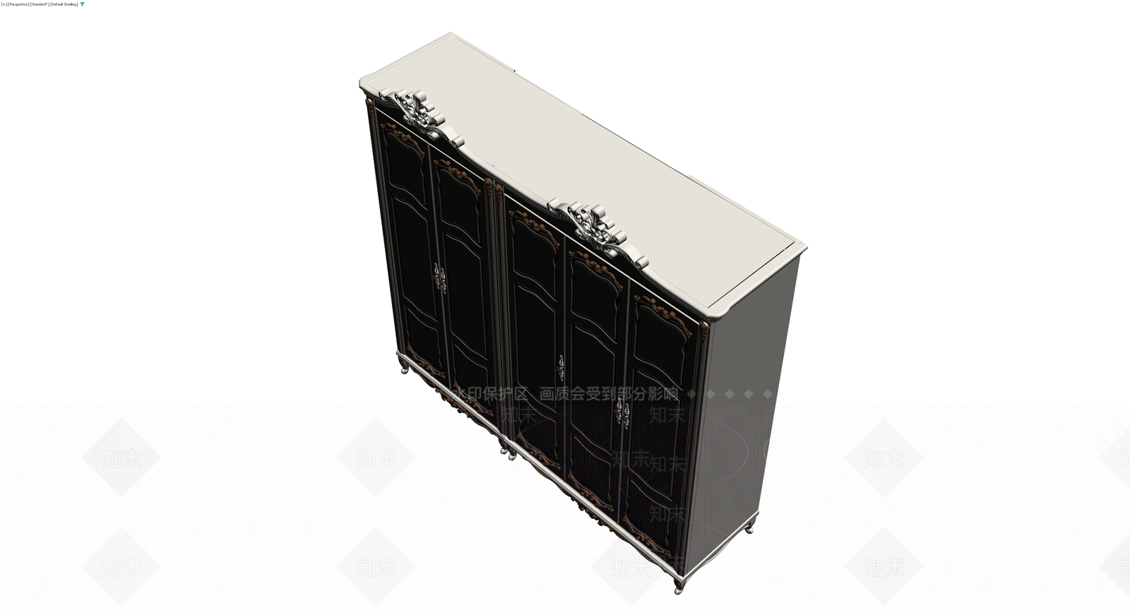 欧式雕花四门衣柜3D模型下载【ID:1230588469】