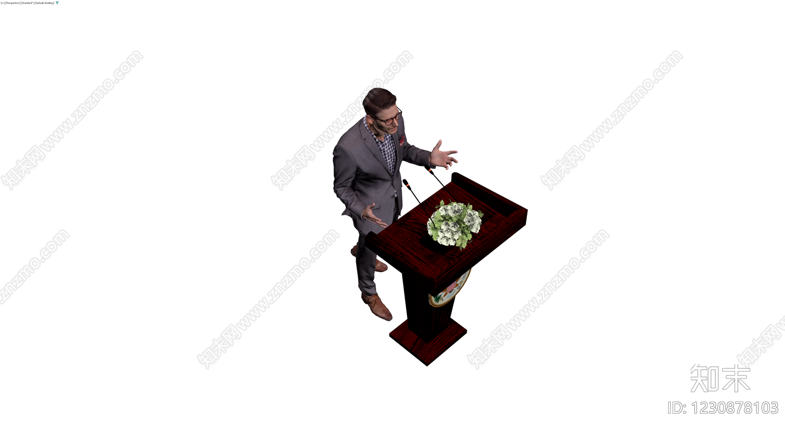 演讲台配人物模型3D模型下载【ID:1230878103】