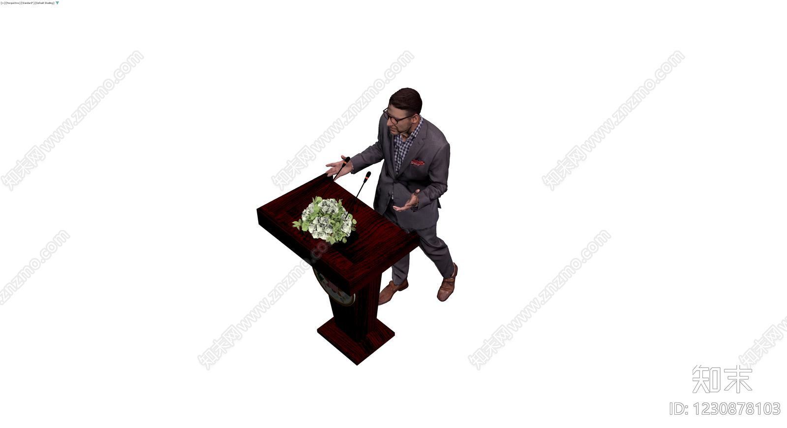 演讲台配人物模型3D模型下载【ID:1230878103】