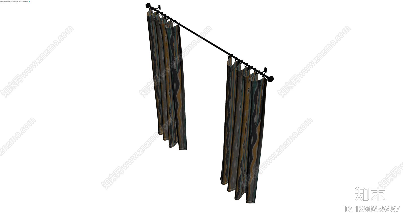 双开布艺窗帘组件3D模型下载【ID:1230255487】