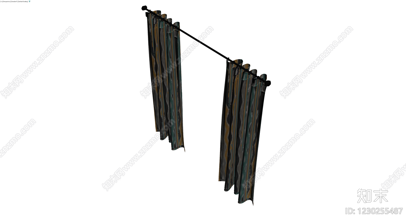 双开布艺窗帘组件3D模型下载【ID:1230255487】