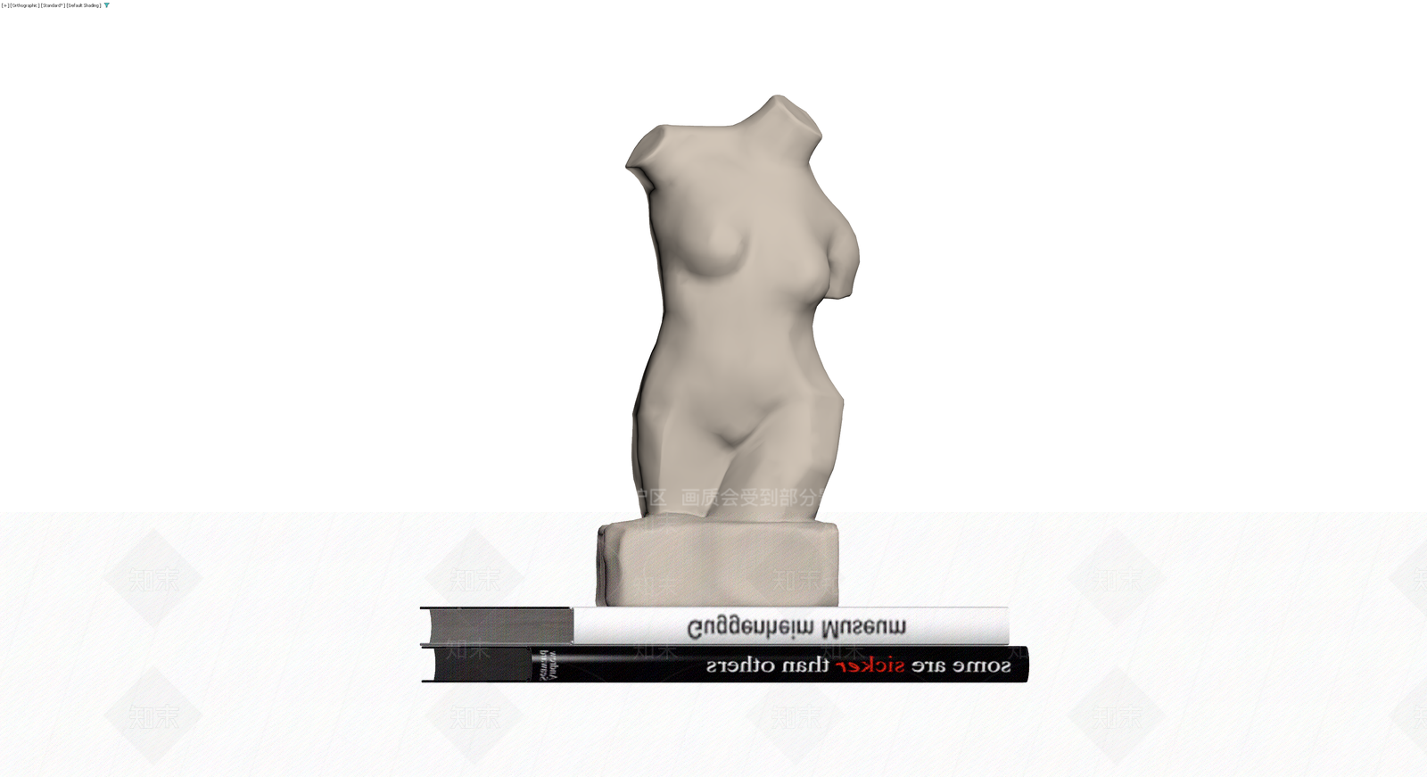 半身雕塑与书籍组合3D模型下载【ID:1230421635】