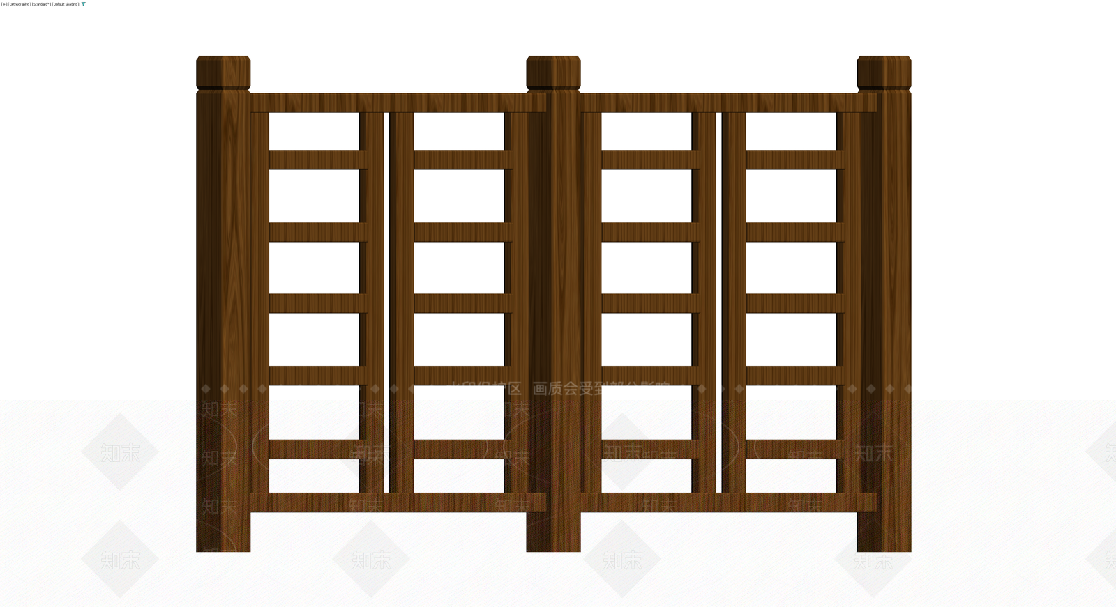 深褐色木质组合栏杆3D模型下载【ID:1229967023】