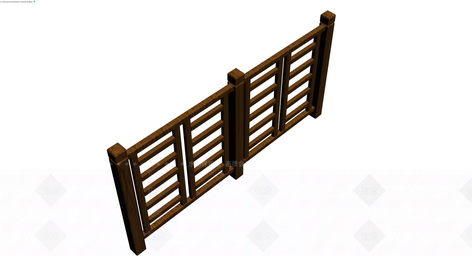 深褐色木质组合栏杆3D模型下载【ID:1229967023】