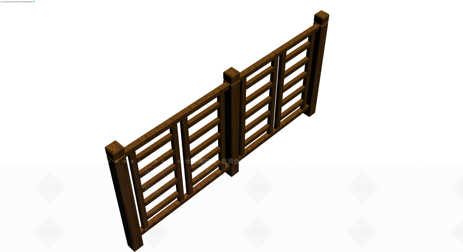 深褐色木质组合栏杆3D模型下载【ID:1229967023】