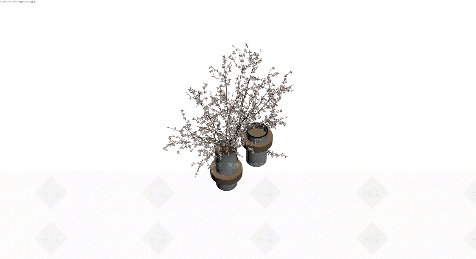 盆栽植物带双花瓶3D模型下载【ID:1230387175】