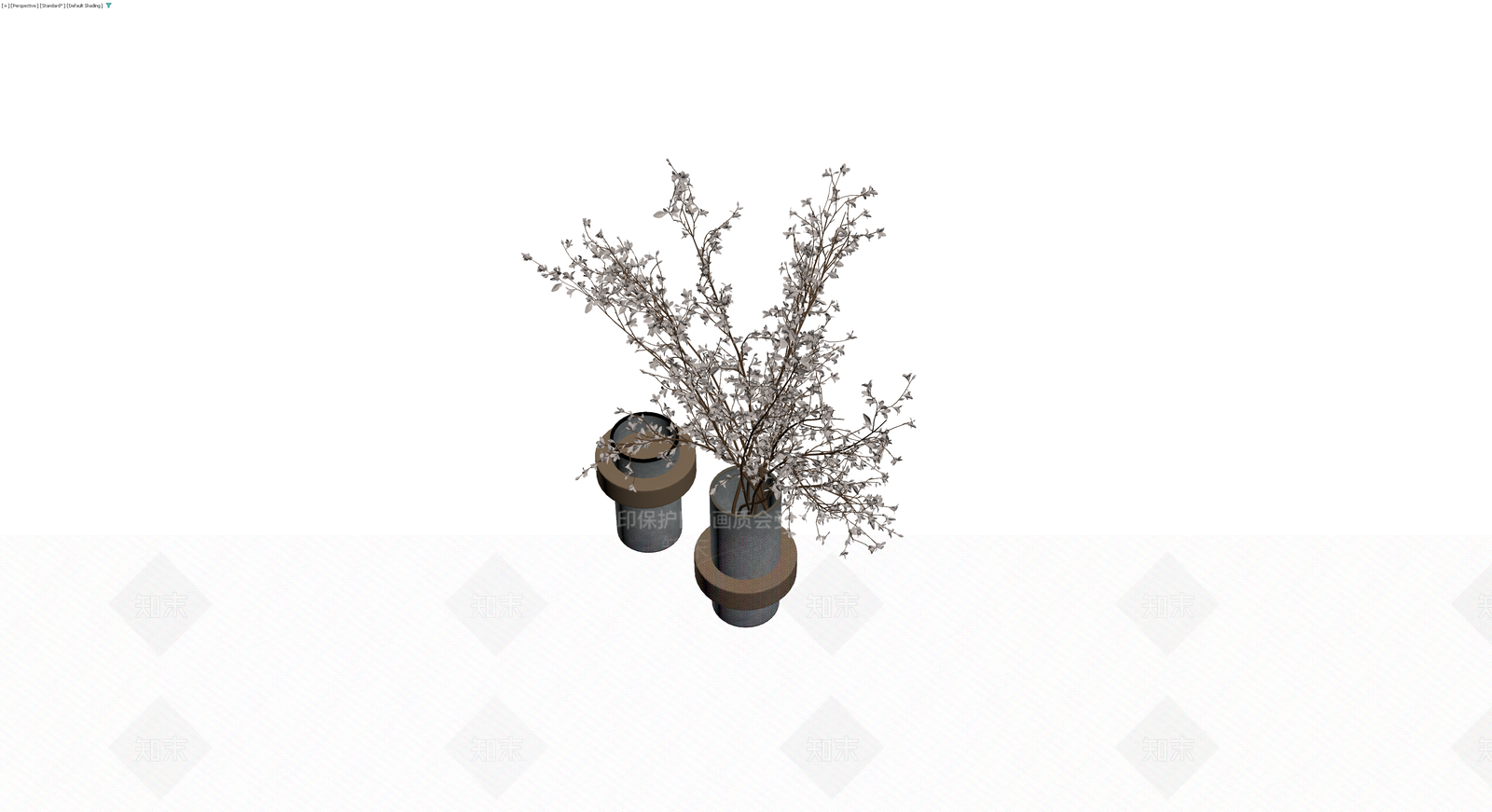 盆栽植物带双花瓶3D模型下载【ID:1230387175】