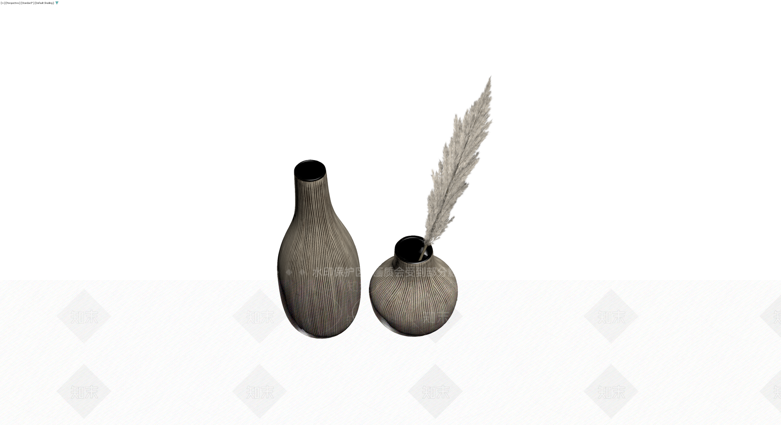 条纹陶瓷花瓶组3D模型下载【ID:1230121076】