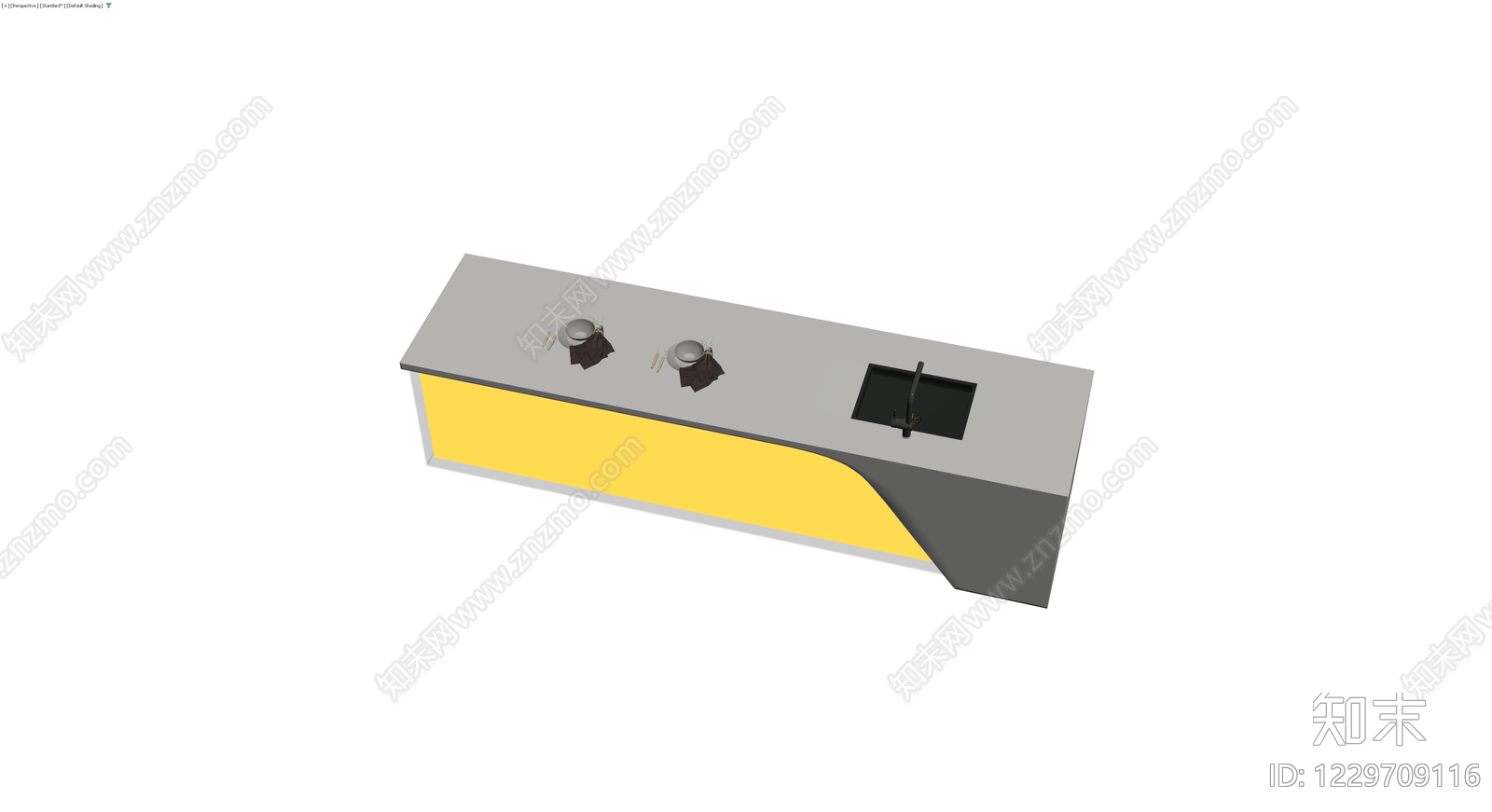 现代风格带水槽吧台3D模型下载【ID:1229709116】