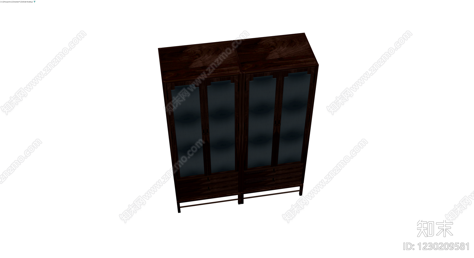 深色中式玻璃门柜3D模型下载【ID:1230209581】