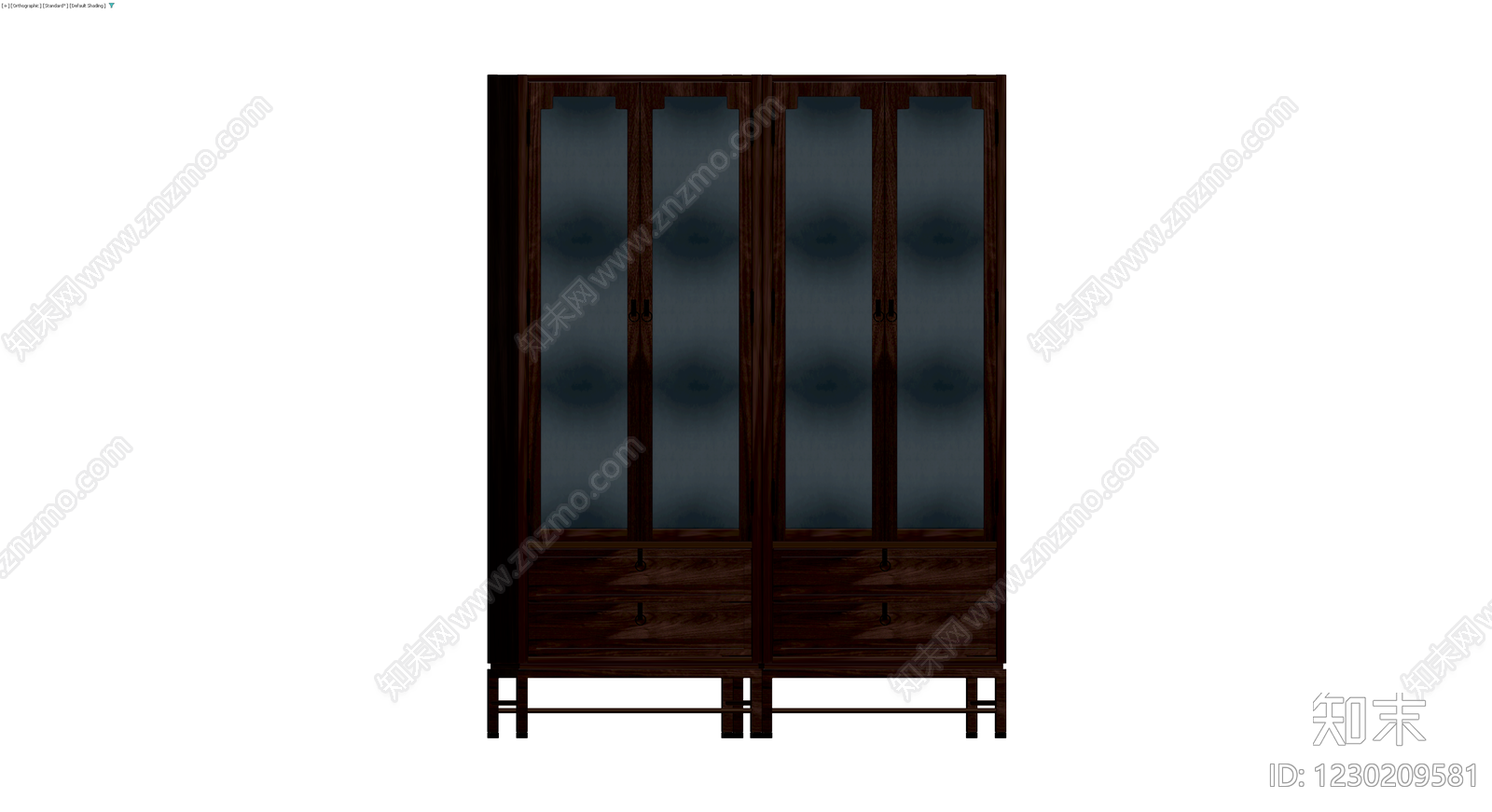深色中式玻璃门柜3D模型下载【ID:1230209581】