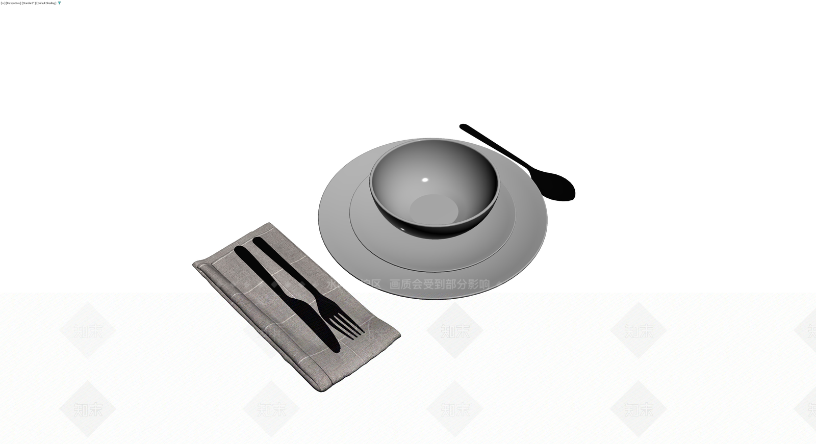 灰模餐具组合套装3D模型下载【ID:1230405241】
