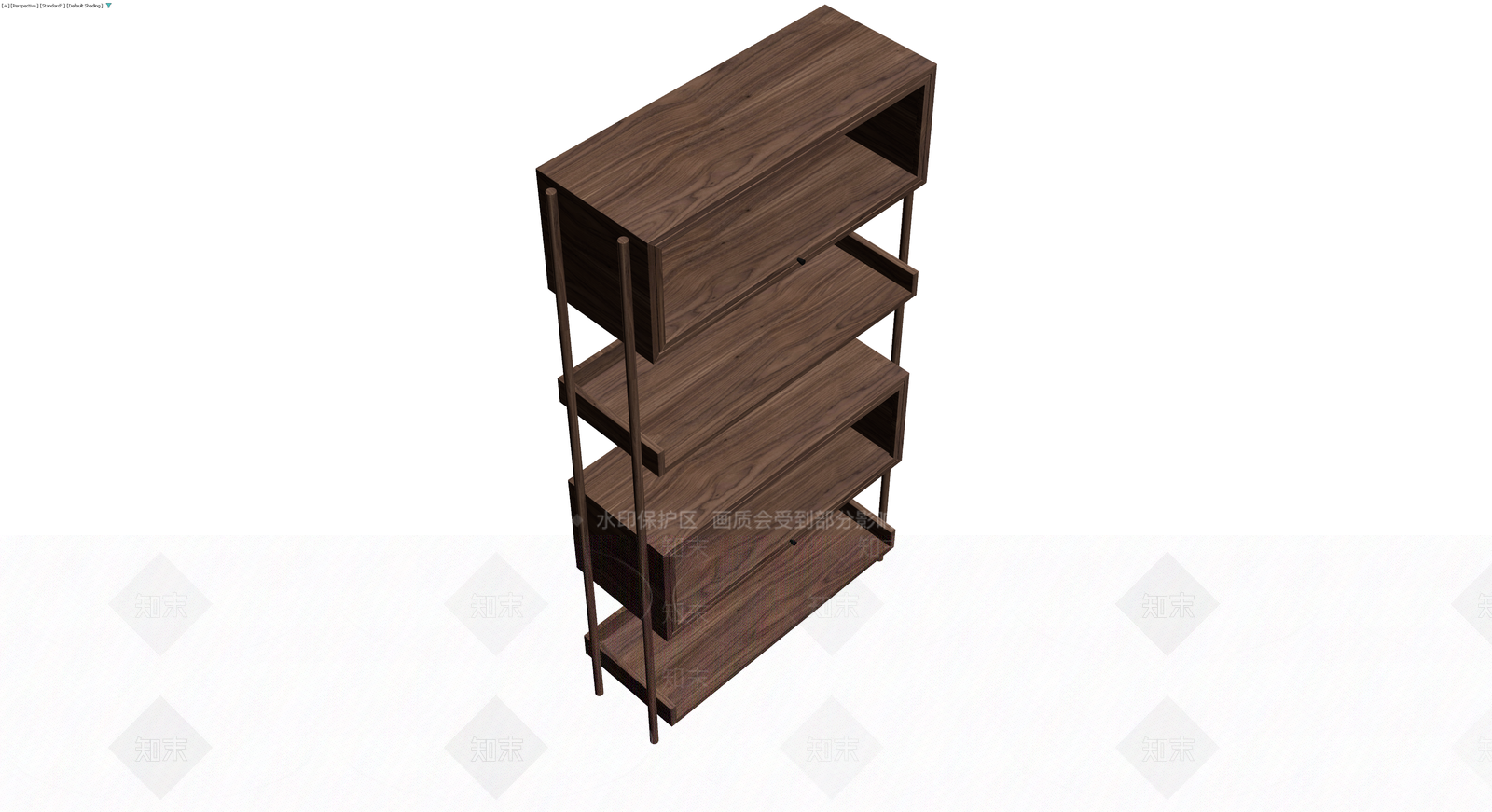 深色木质置物架组合3D模型下载【ID:1229956282】