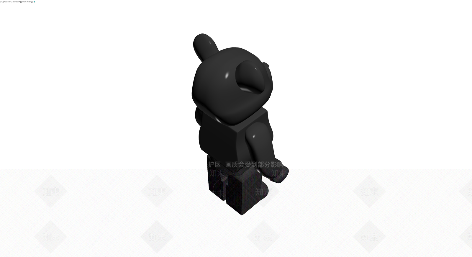 黑色熊形站立雕塑3D模型下载【ID:1230382115】