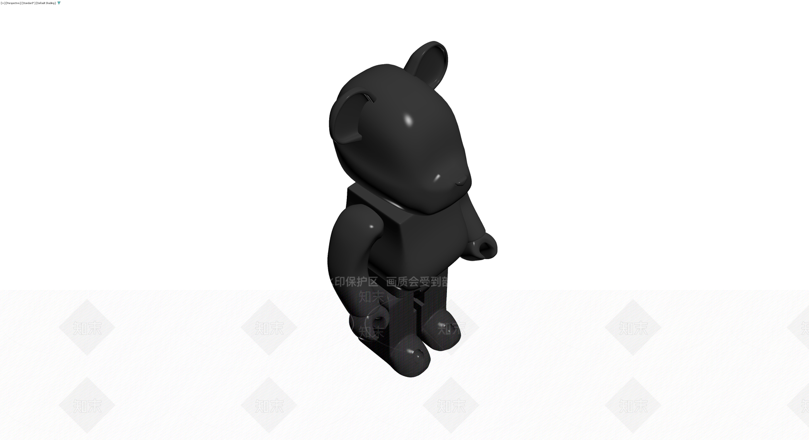 黑色熊形站立雕塑3D模型下载【ID:1230382115】