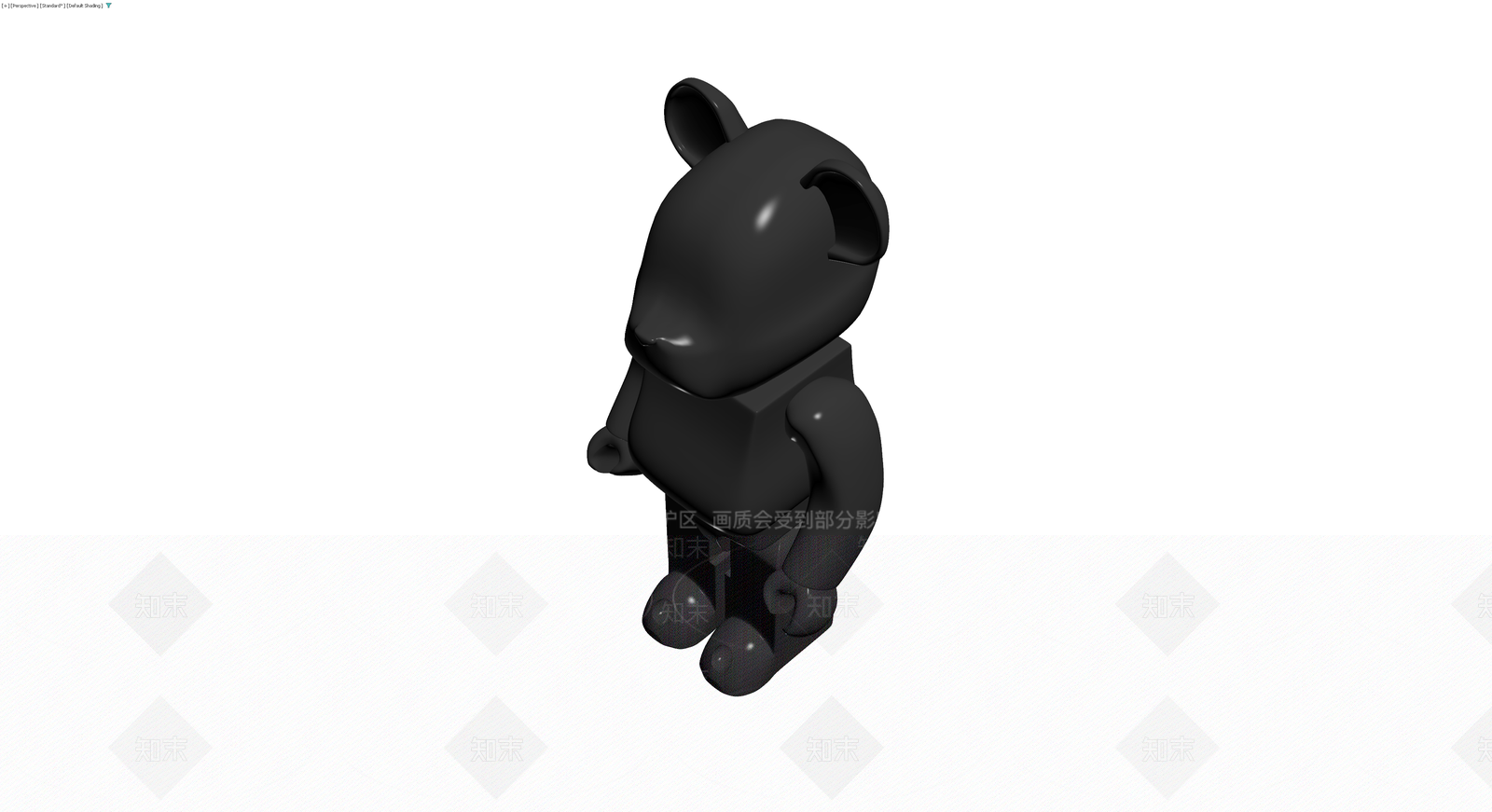 黑色熊形站立雕塑3D模型下载【ID:1230382115】