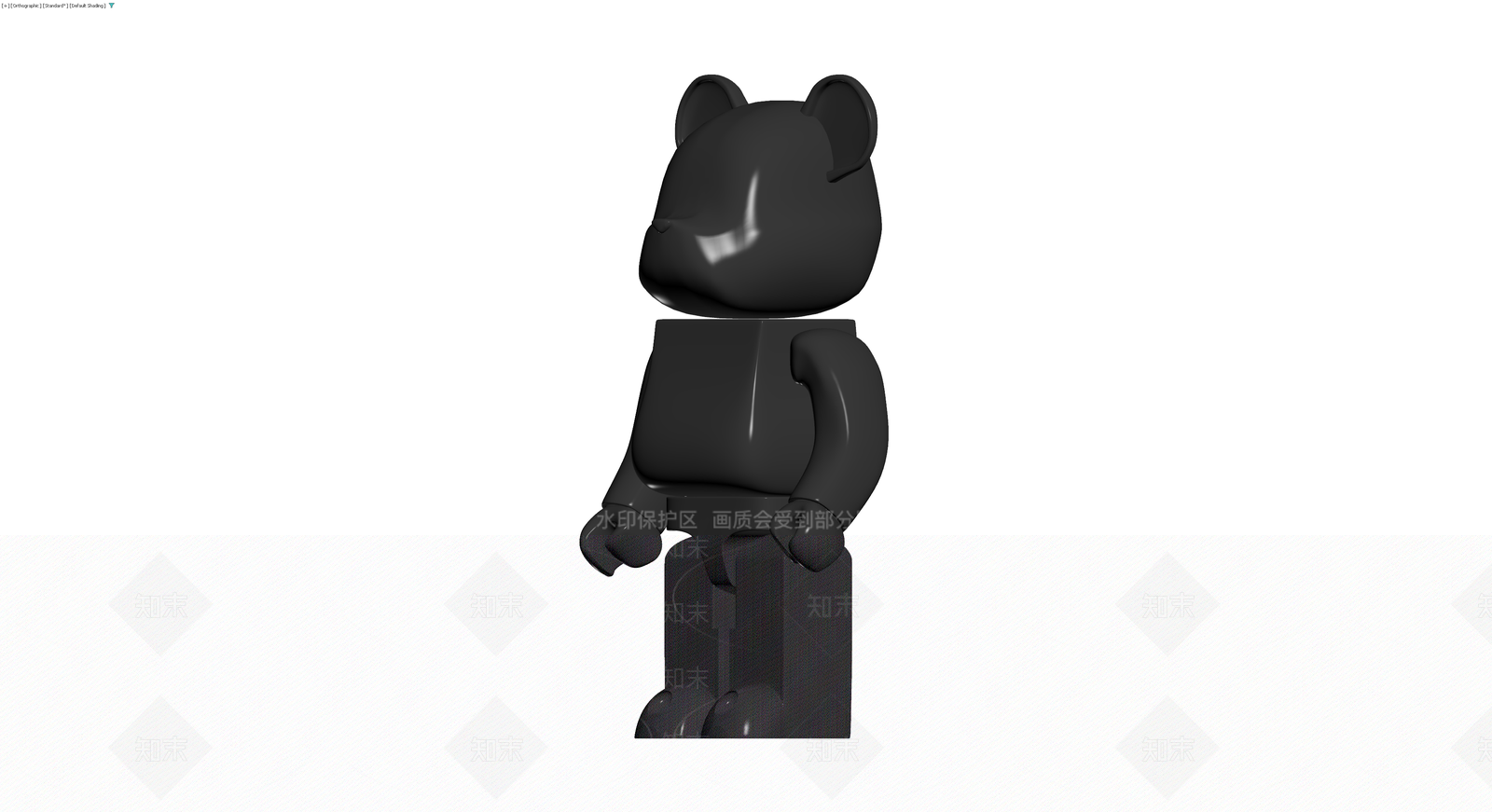 黑色熊形站立雕塑3D模型下载【ID:1230382115】