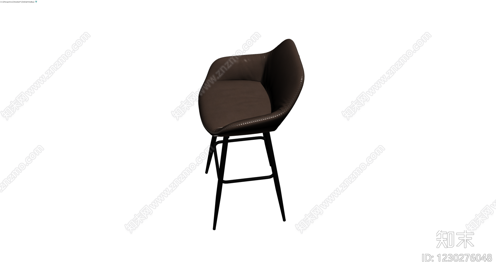 深棕色皮革高脚椅3D模型下载【ID:1230276048】