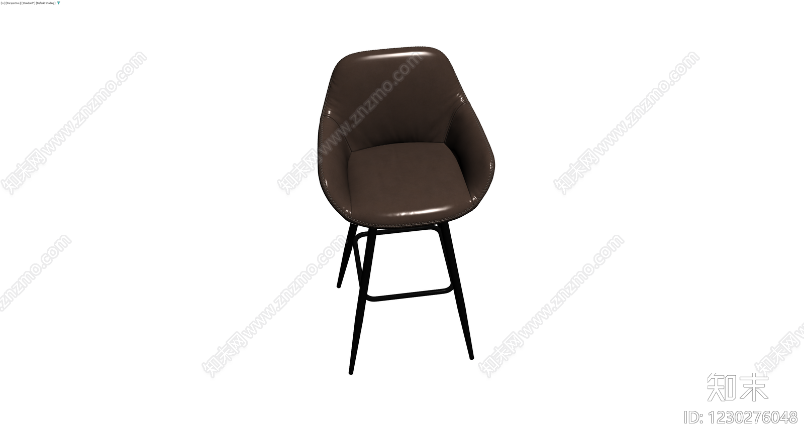 深棕色皮革高脚椅3D模型下载【ID:1230276048】