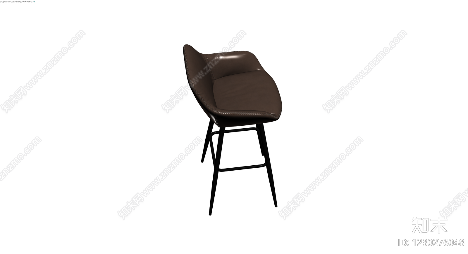 深棕色皮革高脚椅3D模型下载【ID:1230276048】