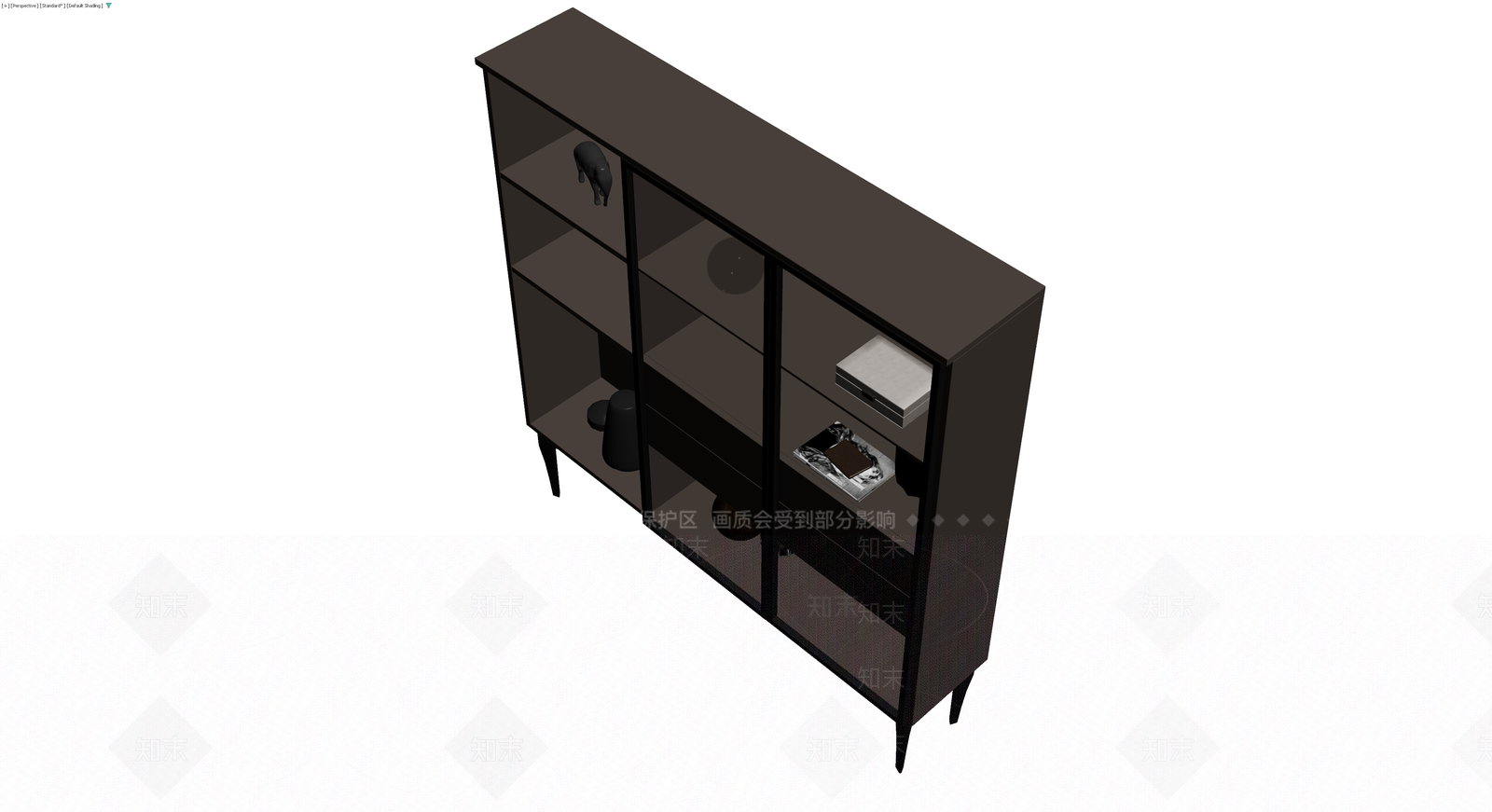 深色木质储物展示柜3D模型下载【ID:1230127401】