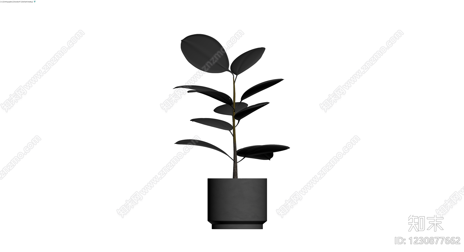 黑色花盆绿植盆栽3D模型下载【ID:1230877662】