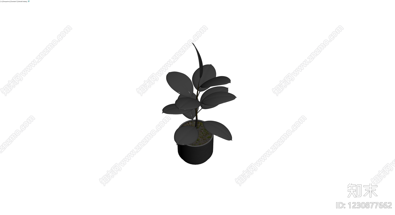 黑色花盆绿植盆栽3D模型下载【ID:1230877662】