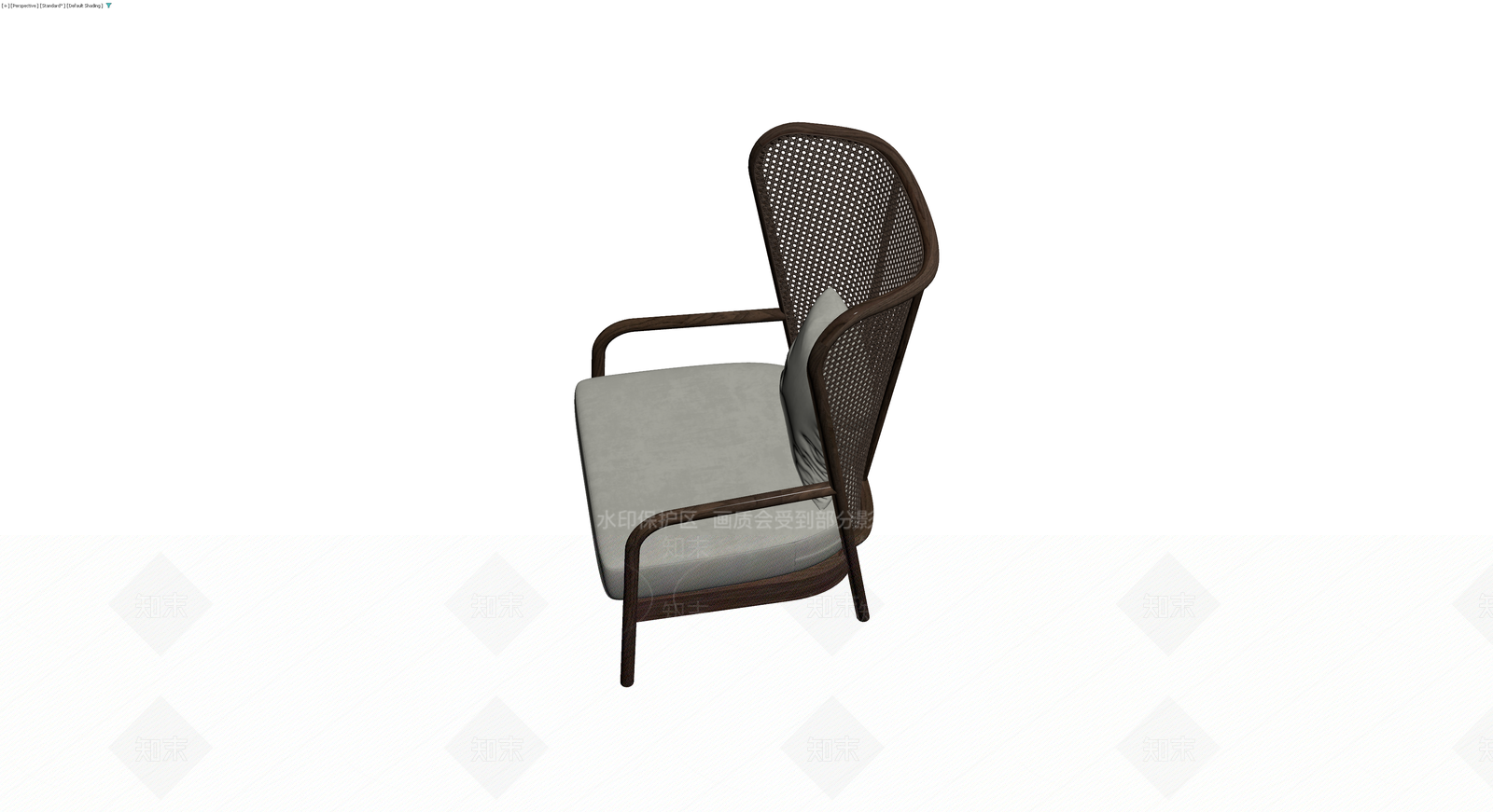 深色藤编实木扶手椅3D模型下载【ID:1229599172】
