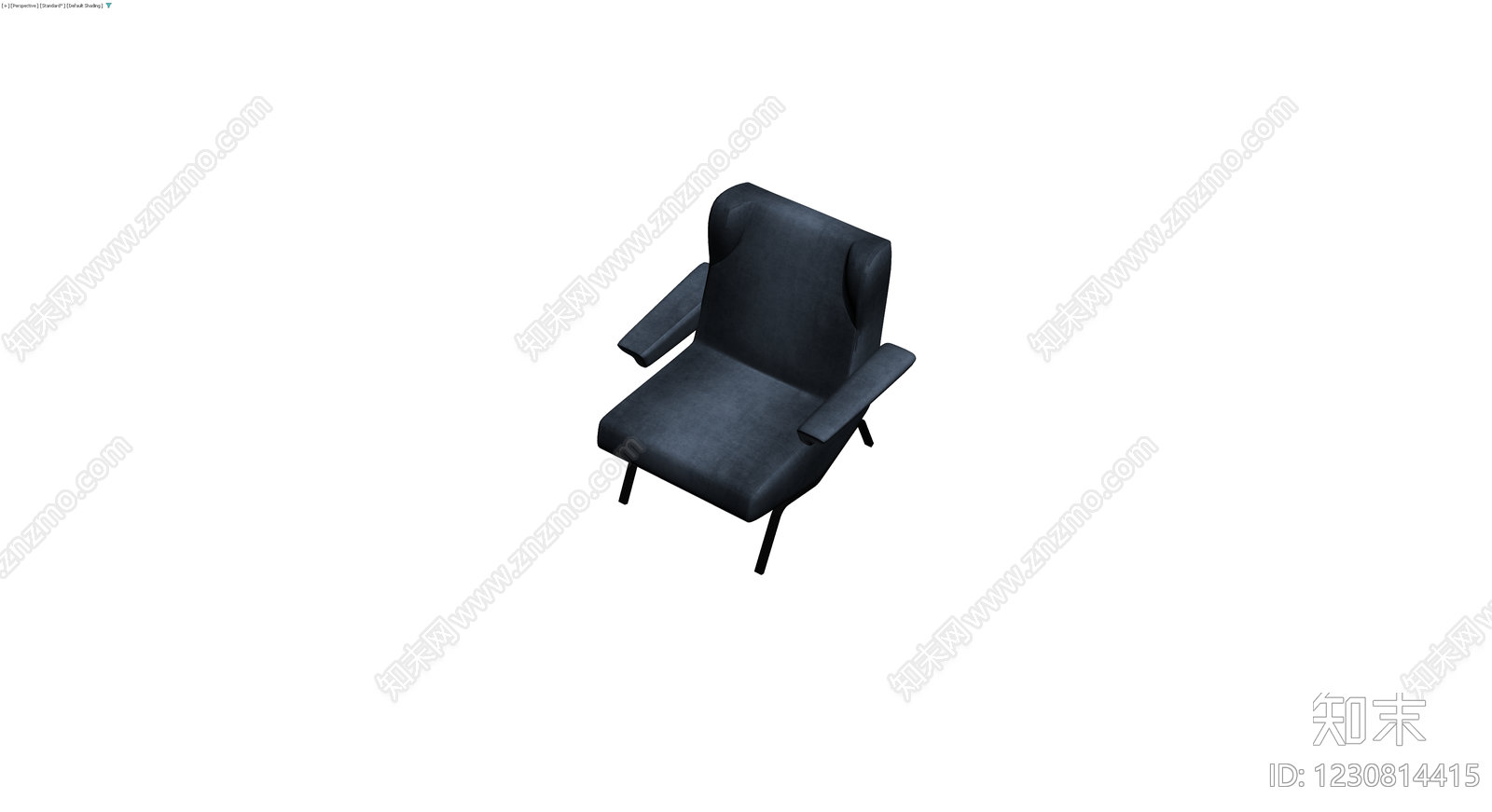 深蓝色高背扶手椅3D模型下载【ID:1230814415】