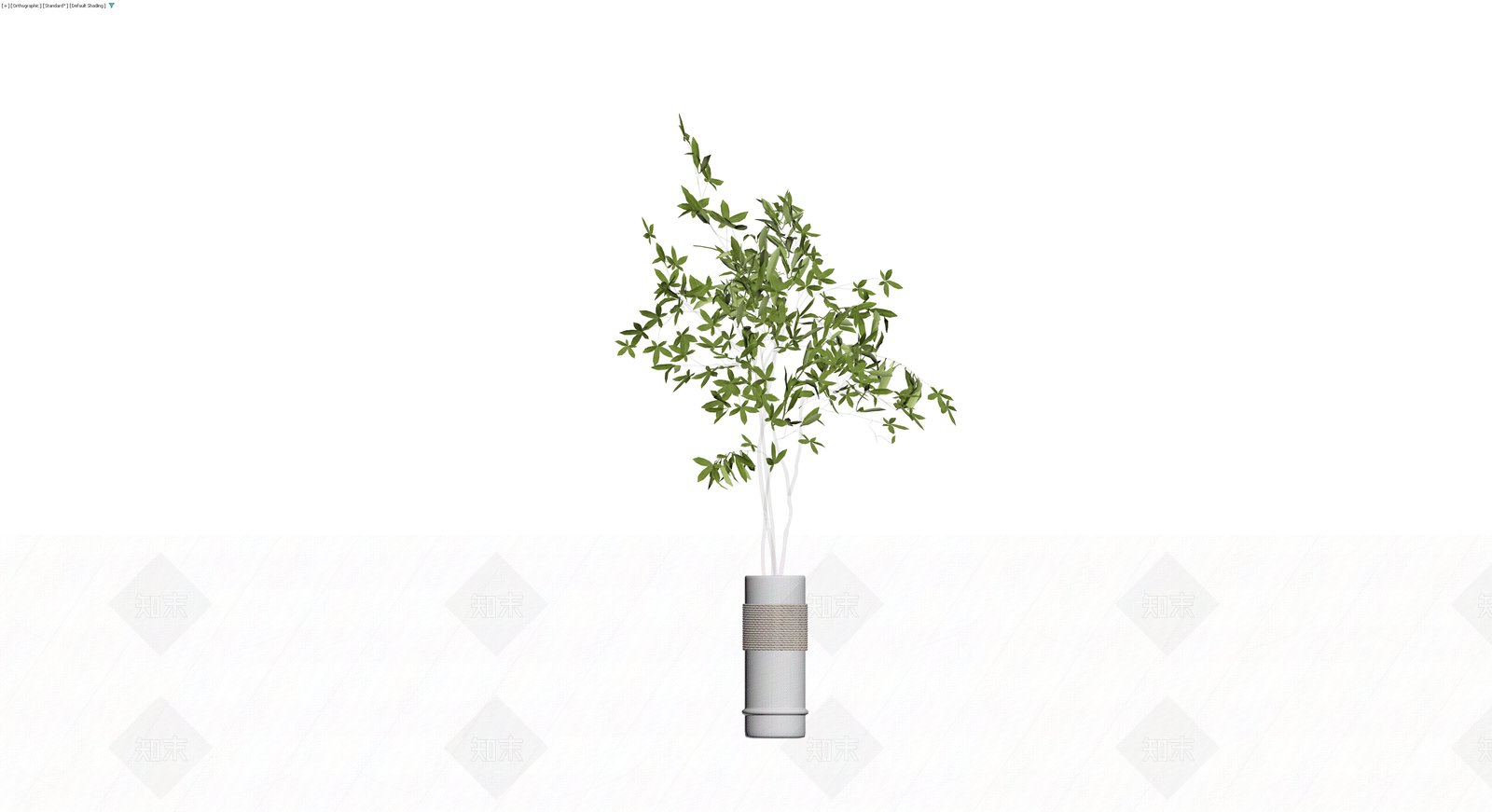 灰色花瓶配绿植3D模型下载【ID:1230400496】