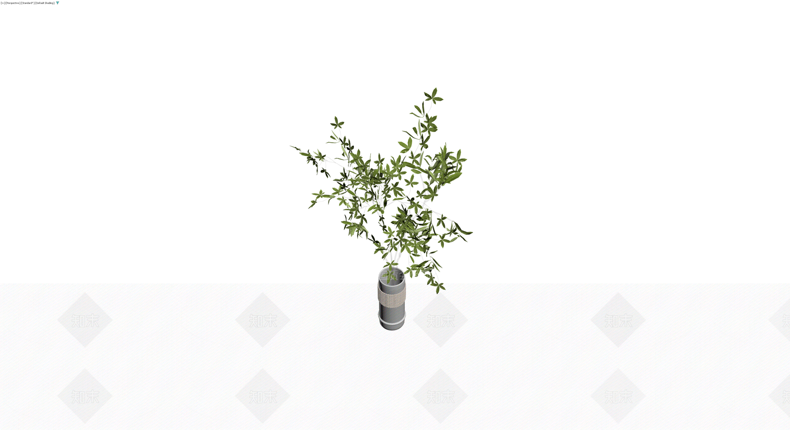 灰色花瓶配绿植3D模型下载【ID:1230400496】