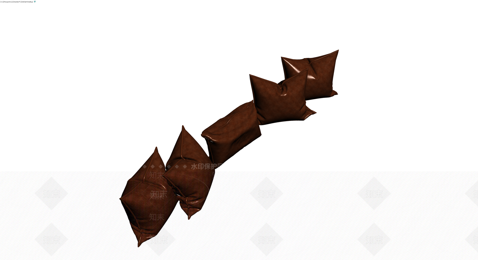 棕色皮质抱枕组合3D模型下载【ID:1230694748】