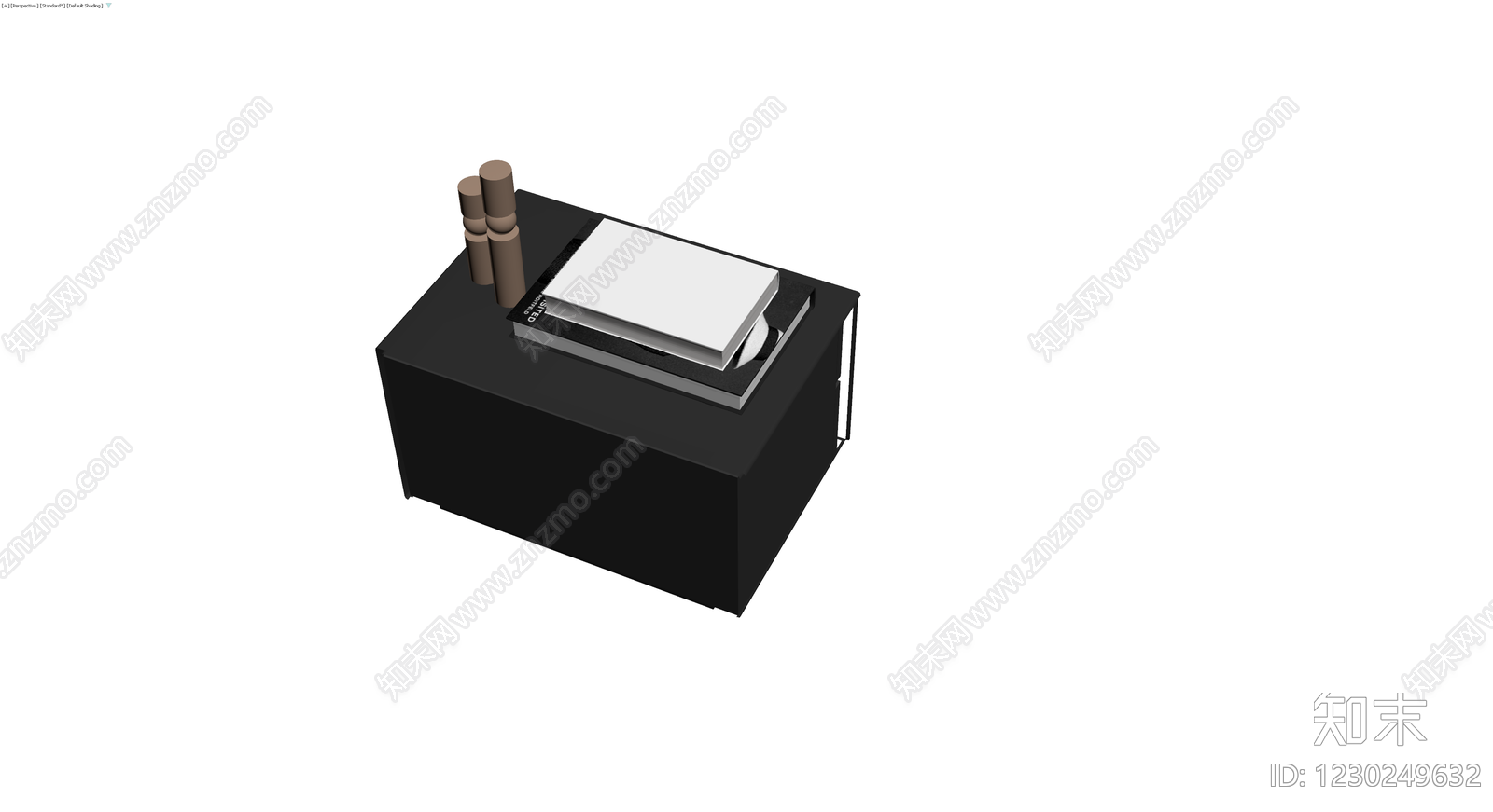 黑色矮柜与书籍组合3D模型下载【ID:1230249632】