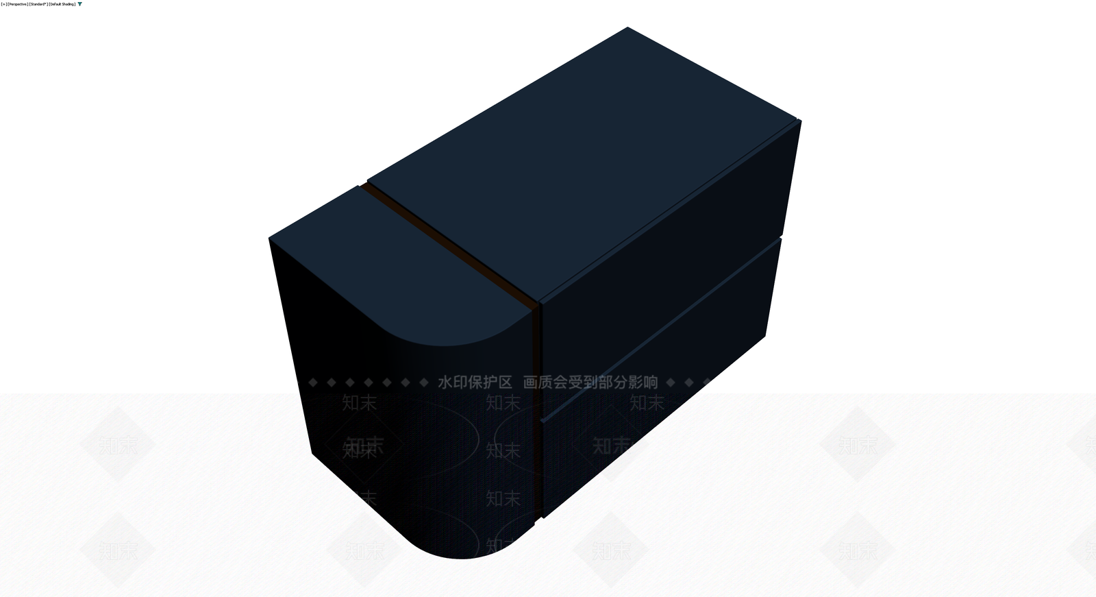 深蓝色圆角双抽屉柜3D模型下载【ID:1230095452】