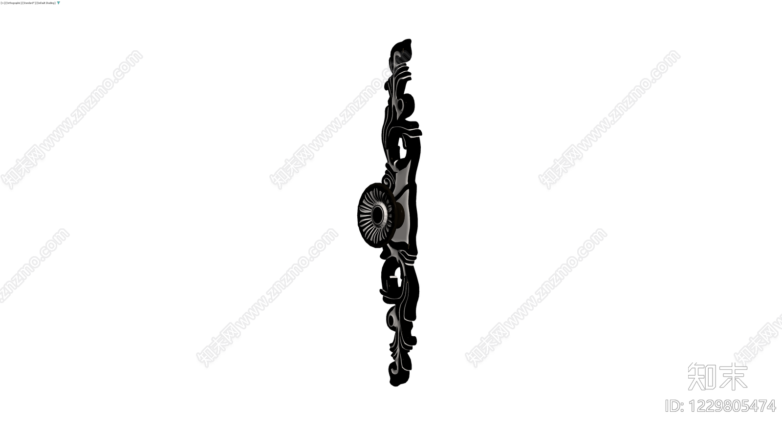 黑色雕花门把手组件3D模型下载【ID:1229805474】