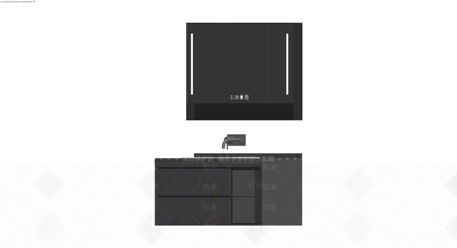 黑色智能浴室柜组合3D模型下载【ID:1230552989】