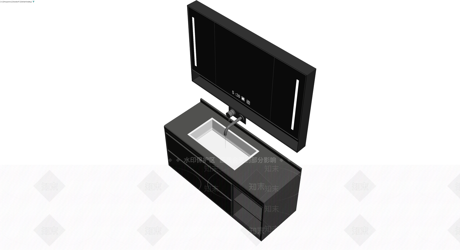 黑色智能浴室柜组合3D模型下载【ID:1230552989】