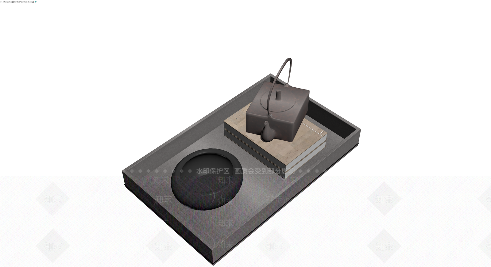 铁壶与茶具组合3D模型下载【ID:1230684574】