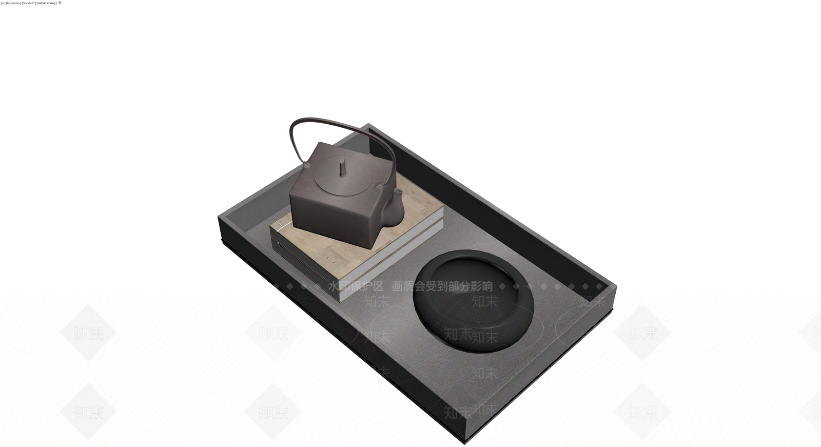 铁壶与茶具组合3D模型下载【ID:1230684574】