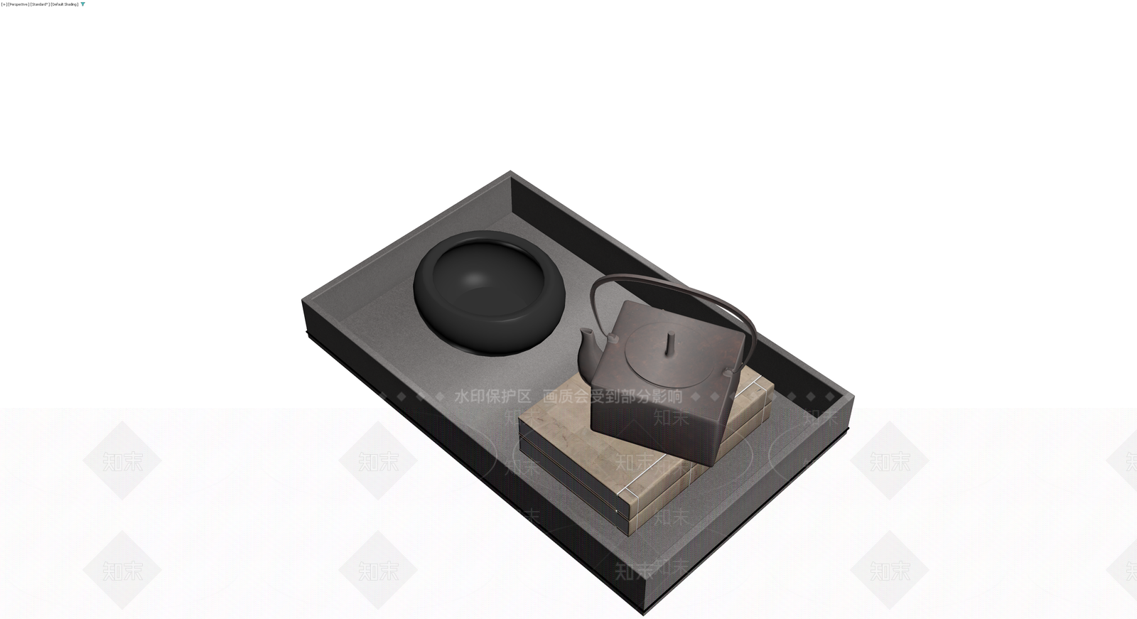 铁壶与茶具组合3D模型下载【ID:1230684574】