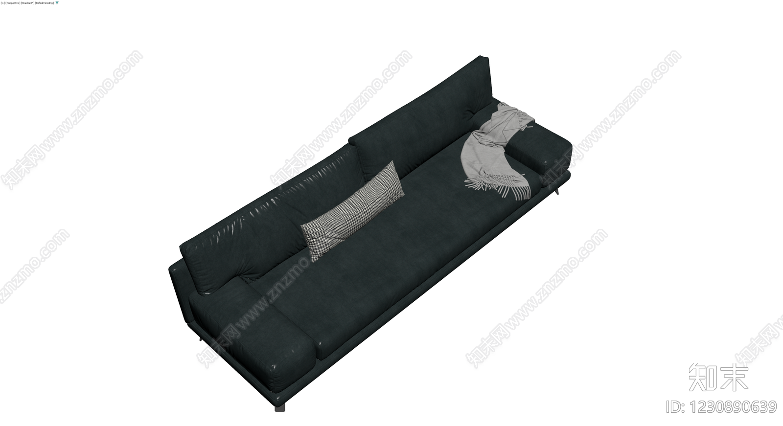 深灰布艺沙发组合3D模型下载【ID:1230890639】