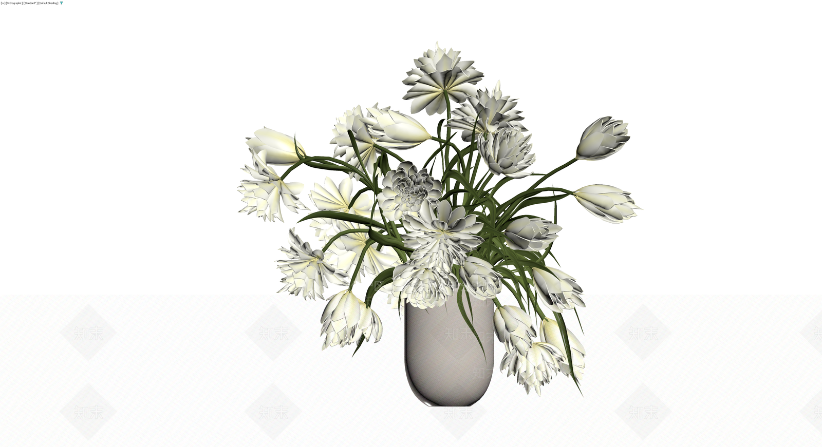 白花花束盆栽组合3D模型下载【ID:1230648130】