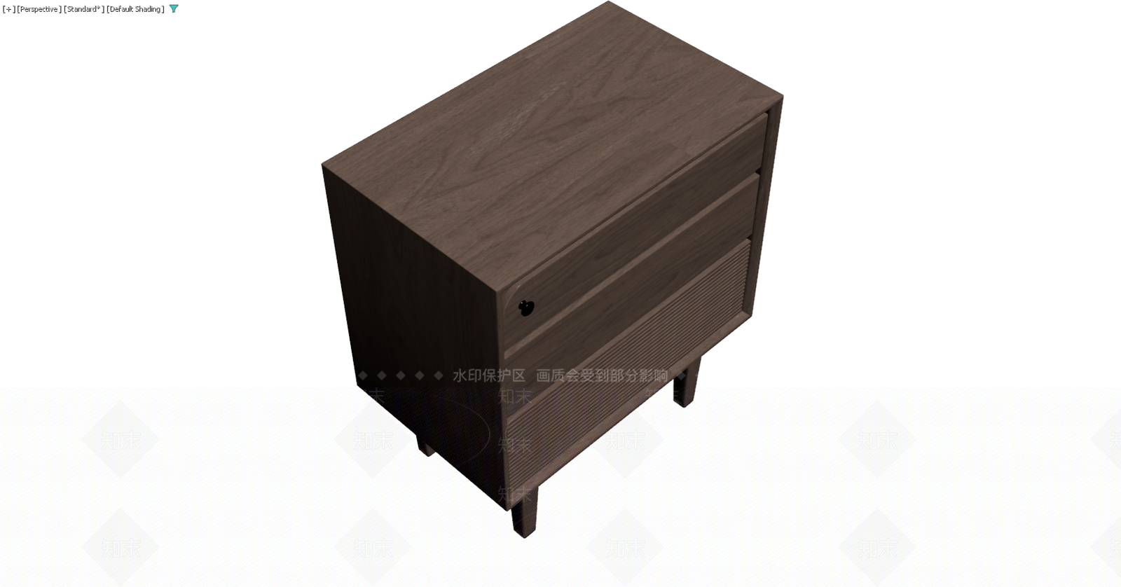 深色木纹三斗床头柜3D模型下载【ID:1229576933】