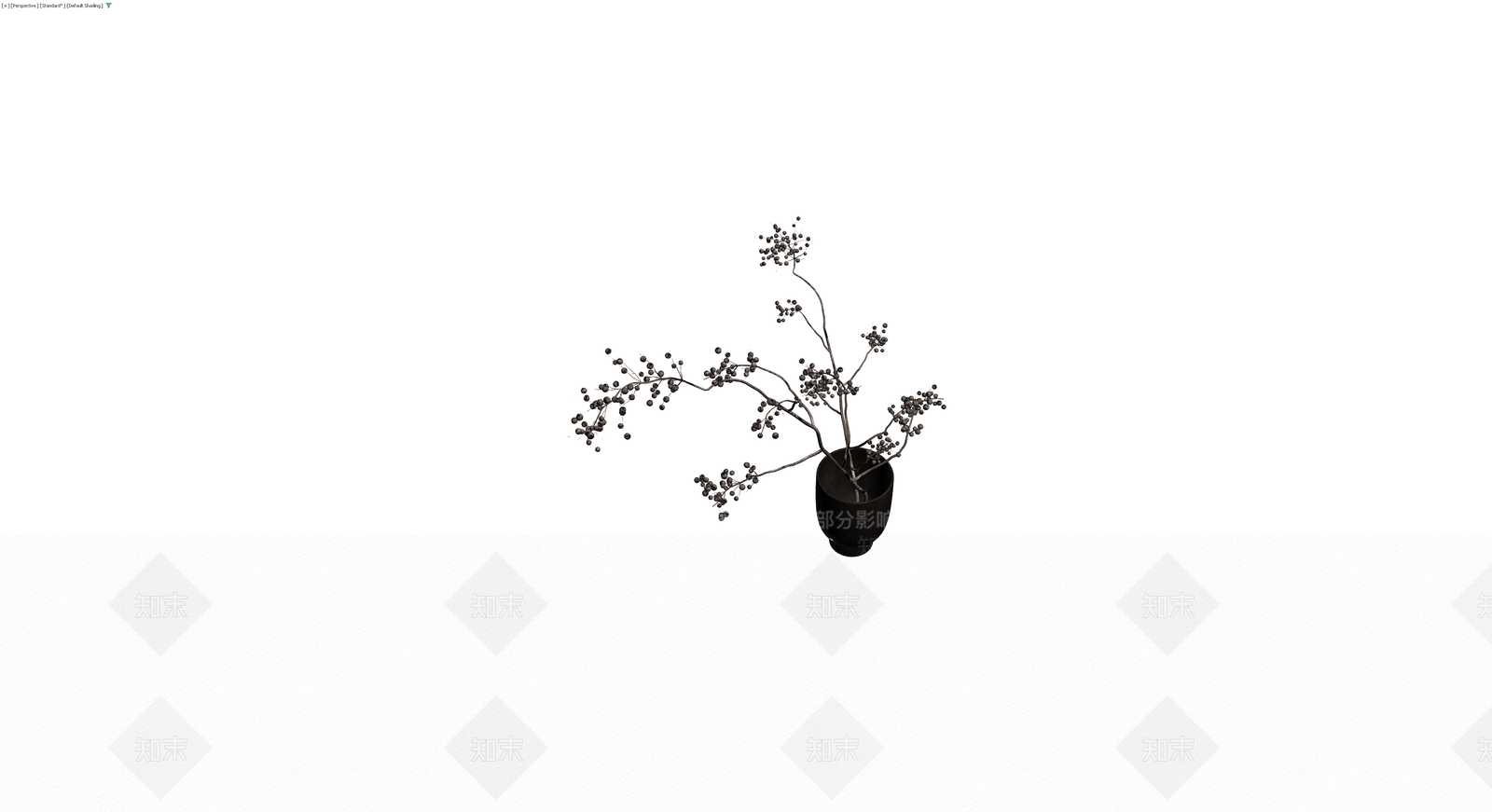 黑色花瓶插枝盆栽3D模型下载【ID:1230551519】