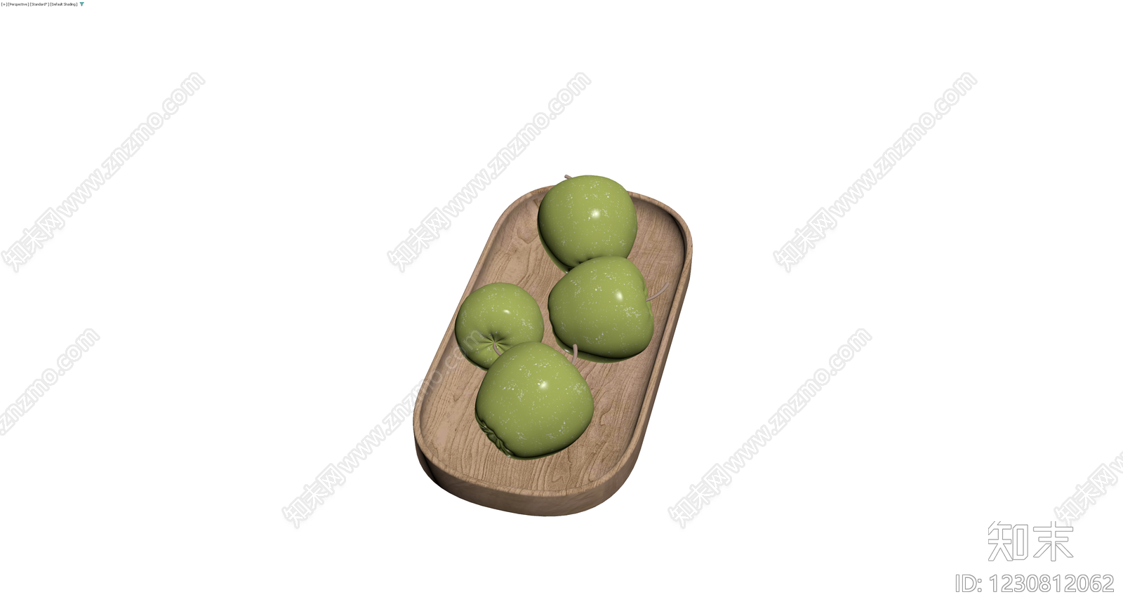 木盘盛放青苹果组合3D模型下载【ID:1230812062】