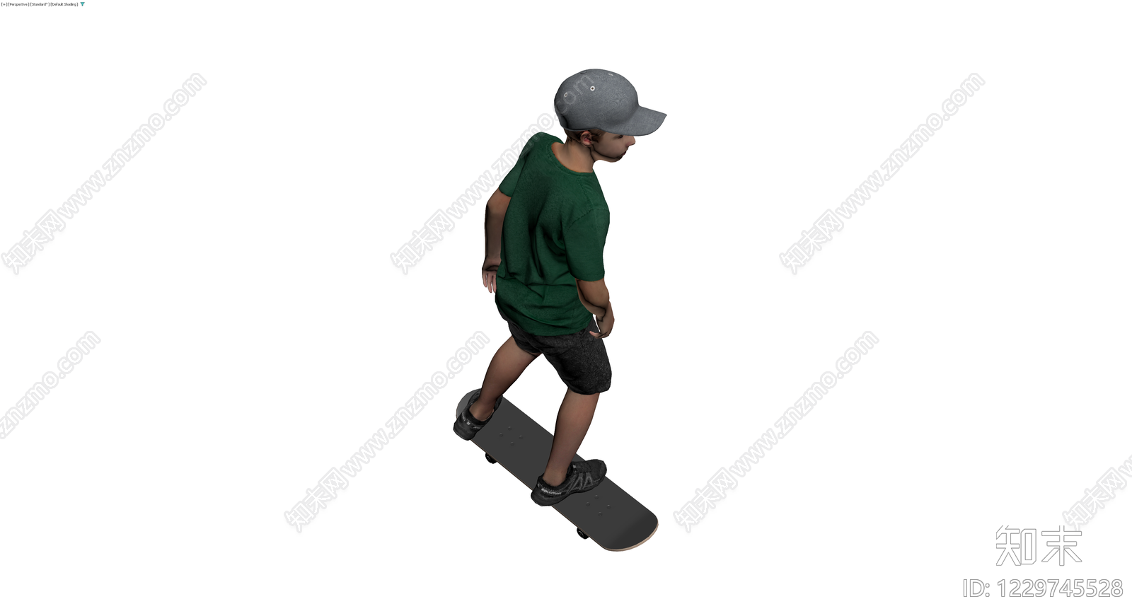 滑板少年人物模型3D模型下载【ID:1229745528】